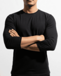 Benrren Men’s Full Sleeve Black T-Shirt – 180 GSM Bio-Wash Softflow Cotton, Premium Comfort Fit