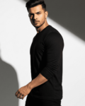 Benrren Men’s Full Sleeve Black T-Shirt – 180 GSM Bio-Wash Softflow Cotton, Premium Comfort Fit