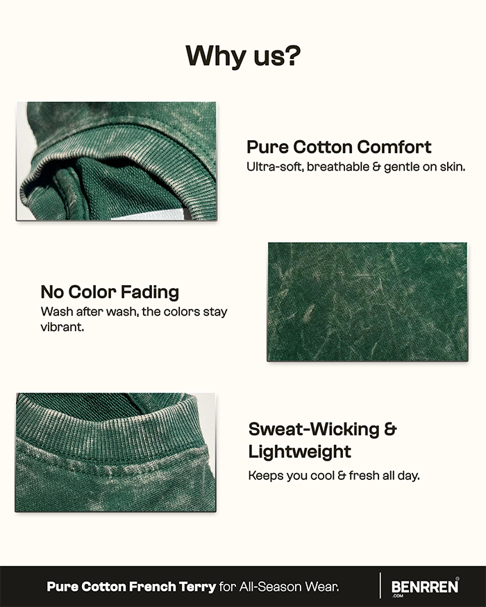 Benrren Bottle green Acid Wash Tee – Oversized Fit _ French Terry Fabric-10