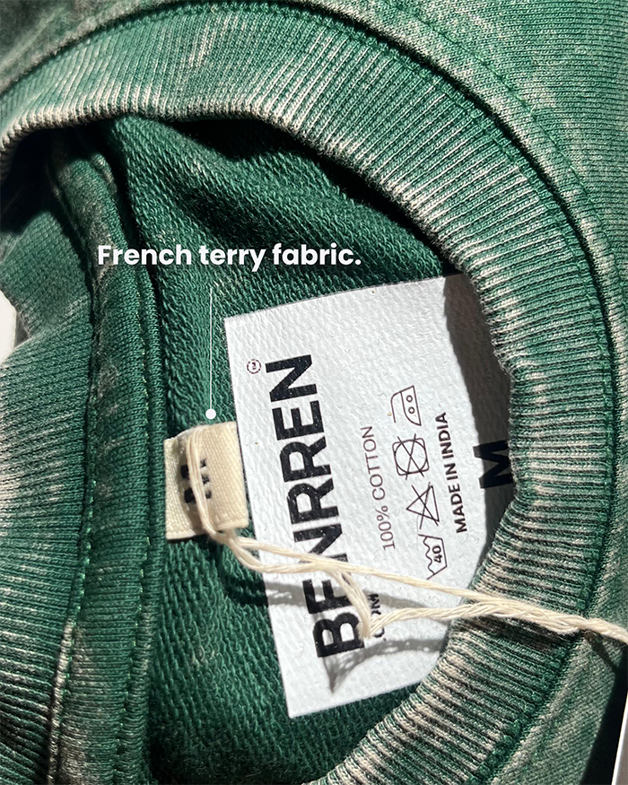 Benrren Bottle green Acid Wash Tee – Oversized Fit _ French Terry Fabric-3