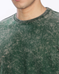 Benrren Bottle green Acid Wash Tee – Oversized Fit _ French Terry Fabric-2