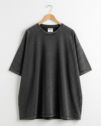 Benrren Black Acid Wash Tee – Oversized Fit | French Terry Fabric