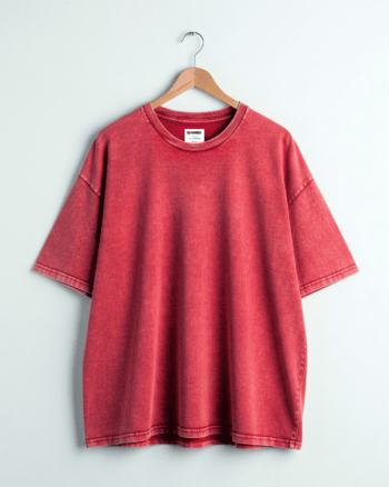 Benrren Maroon Acid Wash Tee – Oversized Fit | French Terry Fabric