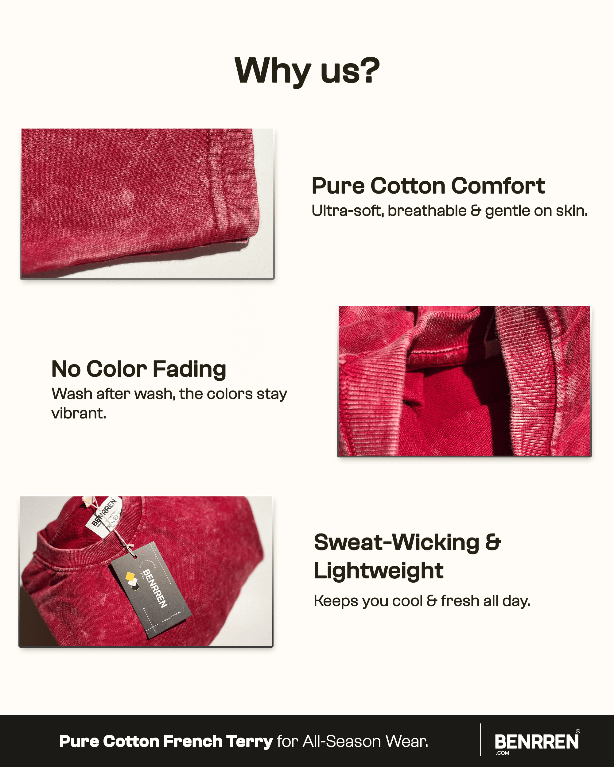 Benrren’ Maroon Acid Wash Tee – Oversized Fit _ French Terry Fabric