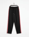Benrren Men’s Oversized Red Side-Stripe Joggers | 240 GSM 100% Cotton | Straight Fit