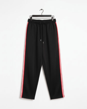 Benrren Men’s Oversized Red Side-Stripe Joggers | 240 GSM 100% Cotton | Straight Fit