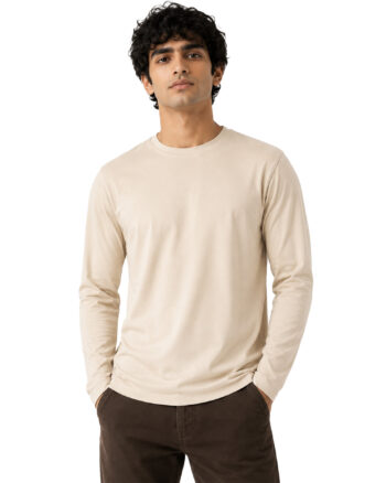 Men's  Cloud Cream Cotton T Shirt | Full Sleeve Bio-Wash | Benrren