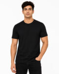 Men's Black Cotton T Shirt | Half Sleeve Bio-Wash | Benrren